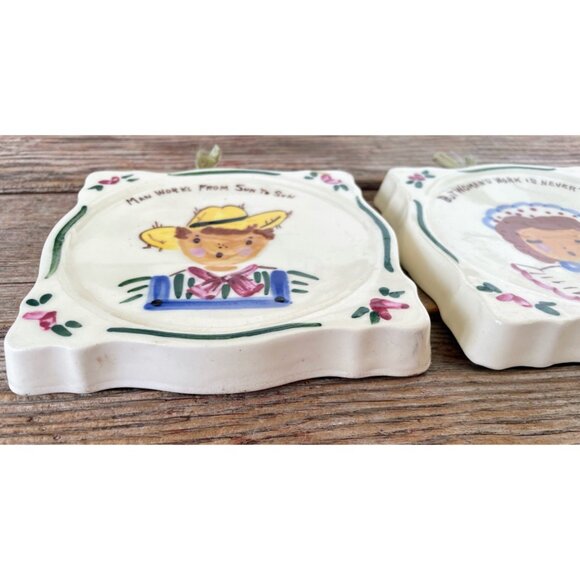 Vintage California Provincial Pottery Wall Plaques Women/Mens Work Humor - Picture 12 of 14